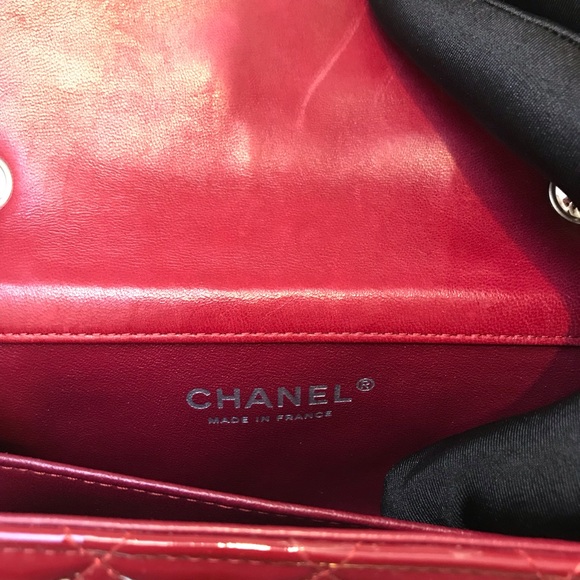 Authentic Chanel Mini Flap - dark red patent - Picture 8 of 9